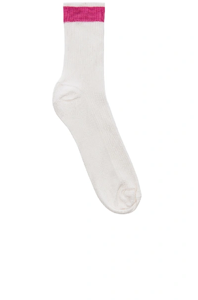 Shop Valentino Striped Crew Socks In White