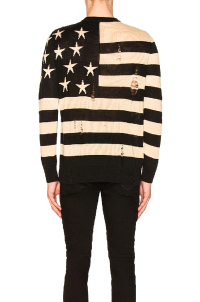 Shop Balmain American Flag Pullover Sweater In Abstract,black,stripes