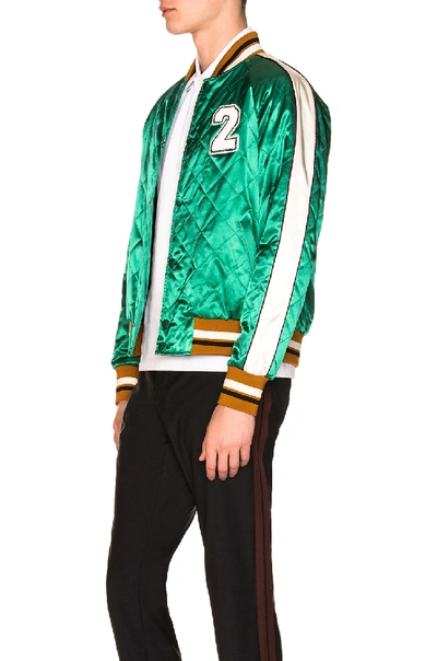 Shop Valentino Patch Souvenir Jacket In Brown,green,stripes