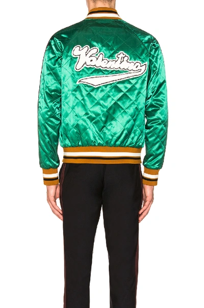 Shop Valentino Patch Souvenir Jacket In Brown,green,stripes