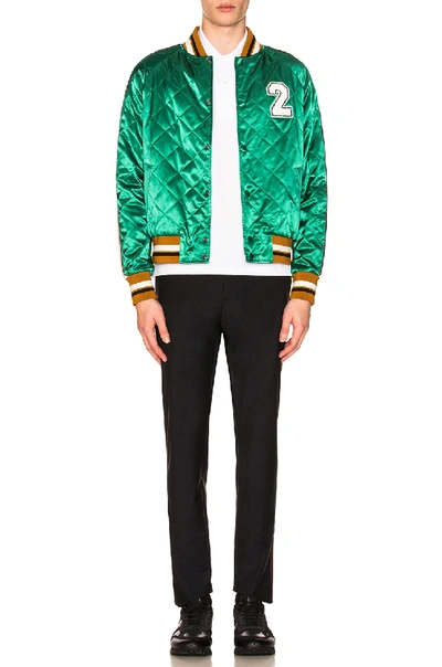 Shop Valentino Patch Souvenir Jacket In Brown,green,stripes