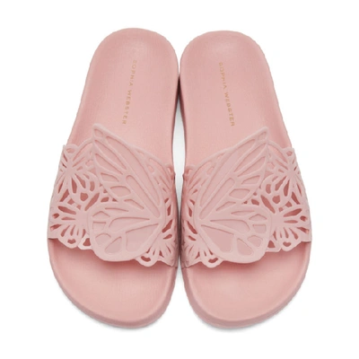 Shop Sophia Webster Pink Lia Butterfly Slides In Baby Pink