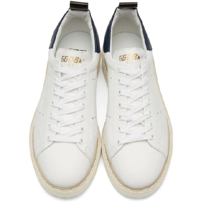 Shop Golden Goose White & Navy Starter Sneakers