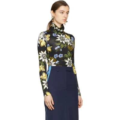 Shop Erdem Black Kelly Turtleneck In Black/multi