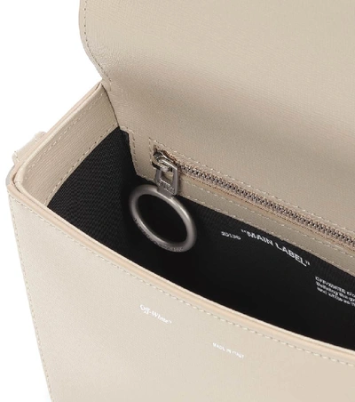 Shop Off-white Binder Clip Leather Shoulder Bag In Beige