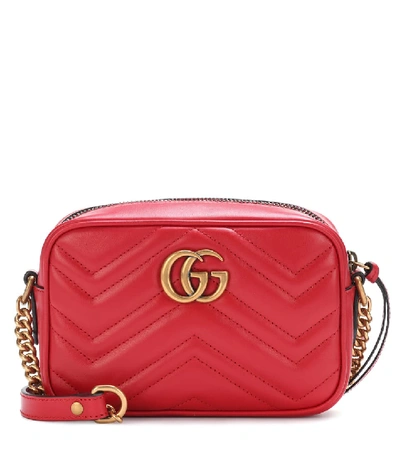 Shop Gucci Gg Marmont Mini Crossbody Bag In Red