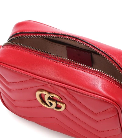 Shop Gucci Gg Marmont Mini Crossbody Bag In Red