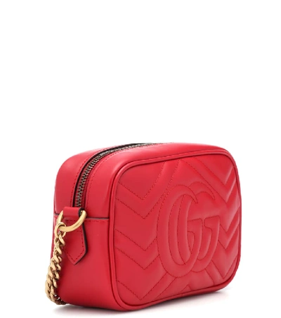 Shop Gucci Gg Marmont Mini Crossbody Bag In Red
