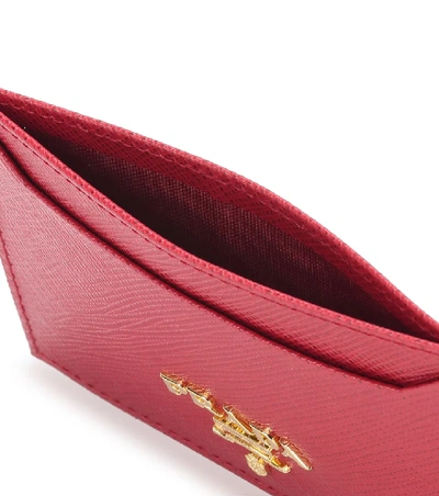Shop Prada Saffiano Leather Card Holder In Red