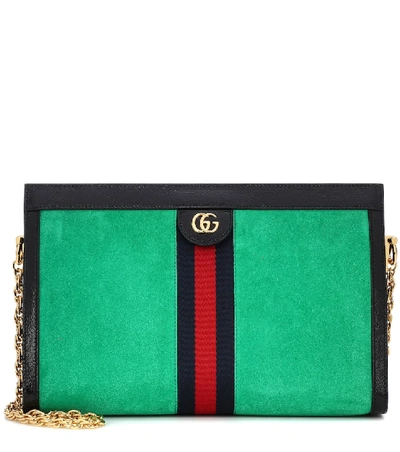 Shop Gucci Ophidia Medium Suede Shoulder Bag In Green