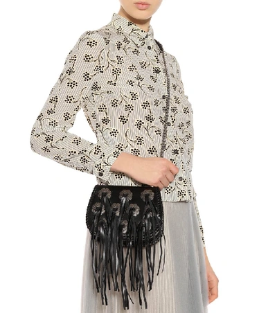 Shop Prada Embellished Leather Crossbody Bag In Female