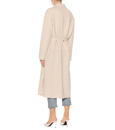 Shop Agnona Long Wool Jacket In Beige