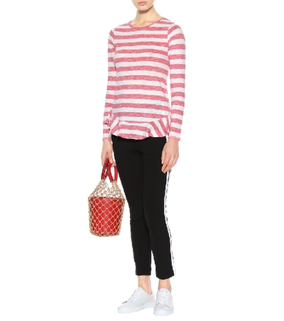 Shop 81 Hours Nella Striped Cotton Top In Red