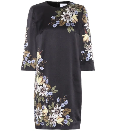 Shop Erdem Emma Floral-printed Silk Dress In Black