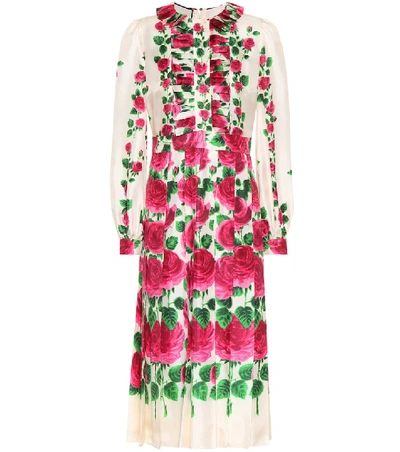 Shop Gucci Rose Garden Printed Silk Gown In Multicoloured