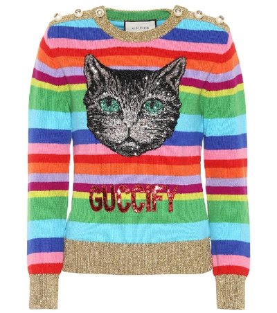 Shop Gucci Striped Wool Sweater In Female