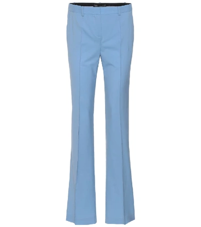 Shop Versace Straight-leg Trousers In Blue