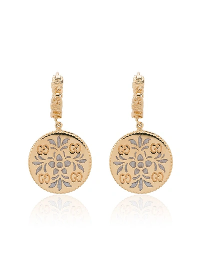 Gold and enamel Icon floral earrings