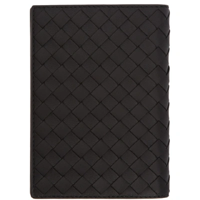 Shop Bottega Veneta Black Intrecciato Passport Holder In 1000 Black