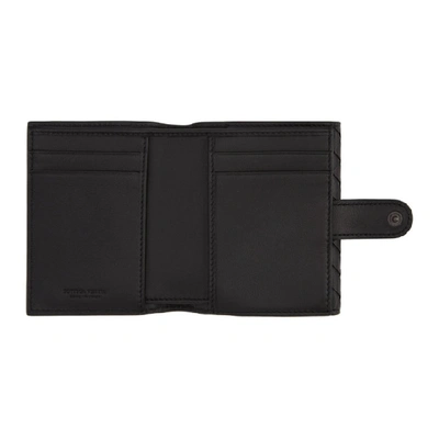 Shop Bottega Veneta Black Intrecciato Mini Foldover Wallet