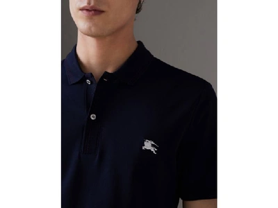 Shop Burberry Cotton Piqué Polo Shirt In Navy