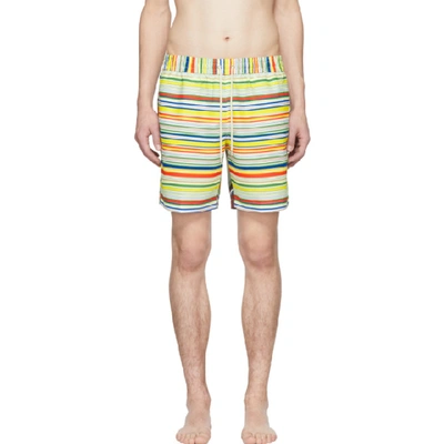 Shop Loewe Multicolor Striped Swim Shorts