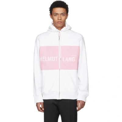 Shop Helmut Lang White And Pink Shayne Oliver Campaign Print Panel Zip Hoodie In W4k.wht.pnk
