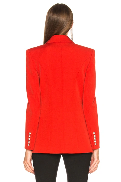 Shop Balmain Oversized Double Breasted Blazer In Red