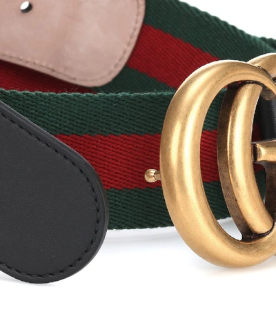 Shop Gucci Gg Marmont Web Belt In Red