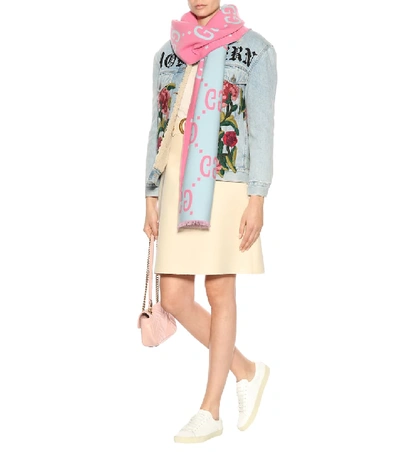 Shop Gucci Wool And Silk Scarf In Pink
