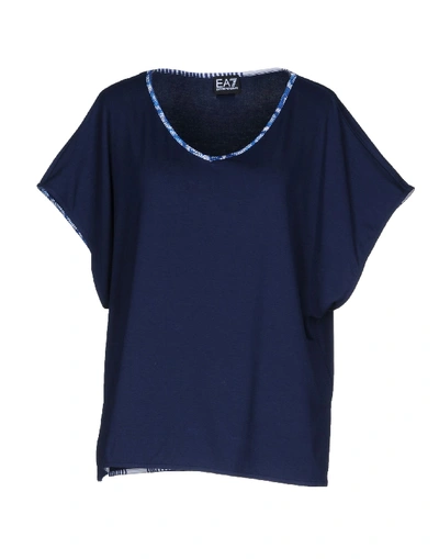 Shop Ea7 Woman T-shirt Midnight Blue Size Xxs Viscose, Elastane