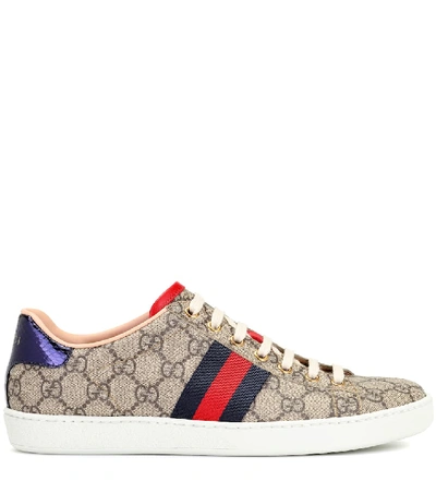 Shop Gucci Ace Gg Supreme Sneakers In Beige