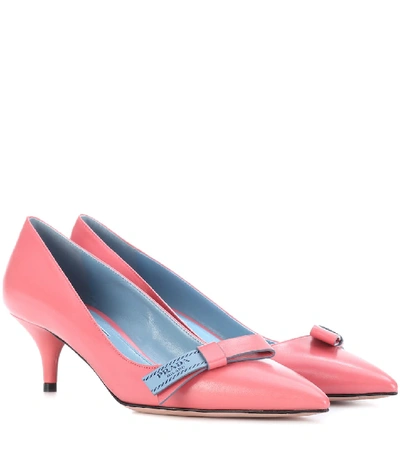 Shop Prada Leather Pumps In Pink