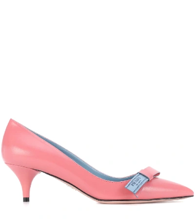 Shop Prada Leather Pumps In Pink