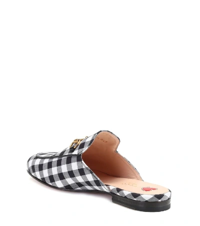 Shop Gucci Princetown Check Slippers In Black