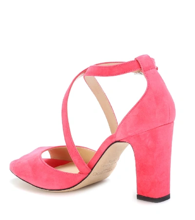 Shop Jimmy Choo Carrie 85 Suede Sandals In Pink