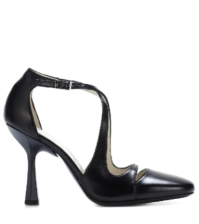 Shop Marni Leather Pumps In Black