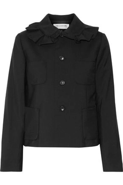 Shop Comme Des Garcons Girl Woman Ruffled Wool-crepe Jacket Black