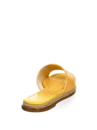 Shop Alexandre Birman Shelby Python Flat Slides In Marigold