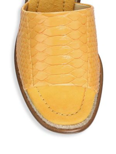 Shop Alexandre Birman Shelby Python Flat Slides In Marigold