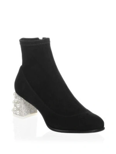 Shop Sophia Webster Felicity Mid Ankle Suede Sock Boots In Black