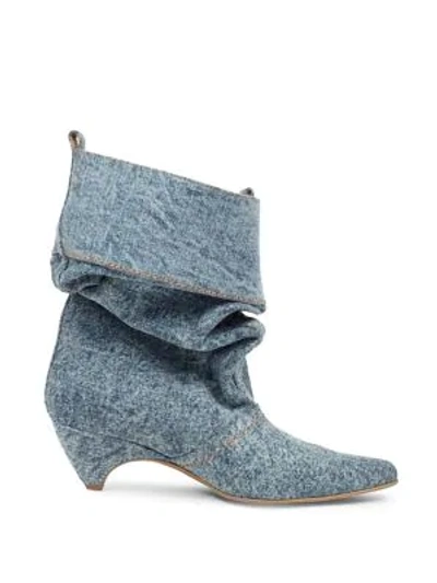 Shop Stella Mccartney Slouchy Denim Boots In Blue