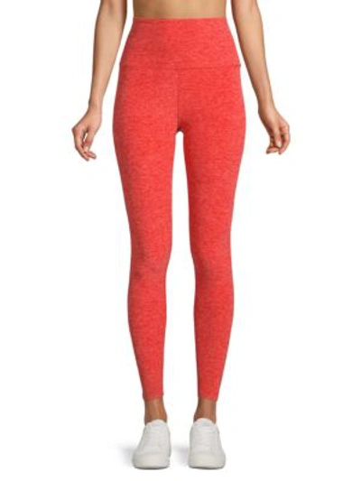 Shop Beyond Yoga High Waist Midi Leggings In Black Pink Opal