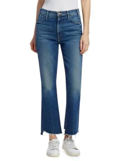 Shop Mother The Hustler High Rise Step Hem Jeans In The Buck Stops Here