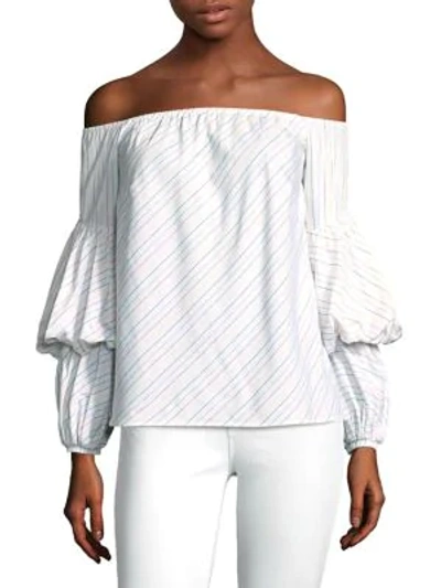 Shop Petersyn Lily Off-the-shoulder Top In Confetti Stripe