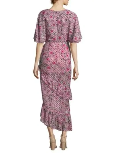 Shop Saloni Rose Silk Dress In Pink Meadow