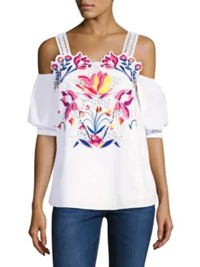 Shop Tanya Taylor Marja Floral Cutwork Top In White