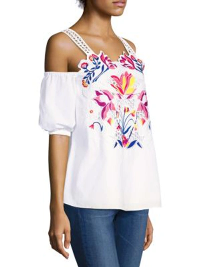 Shop Tanya Taylor Marja Floral Cutwork Top In White
