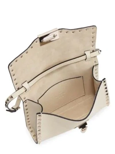 Shop Valentino Studded Small Leather Shoulder Bag In Poudre