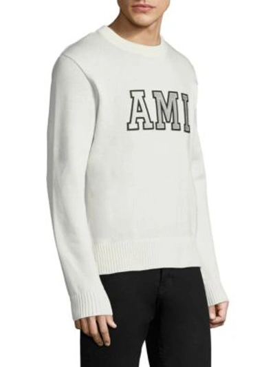 Shop Ami Alexandre Mattiussi Logo Cotton Sweater In Off White